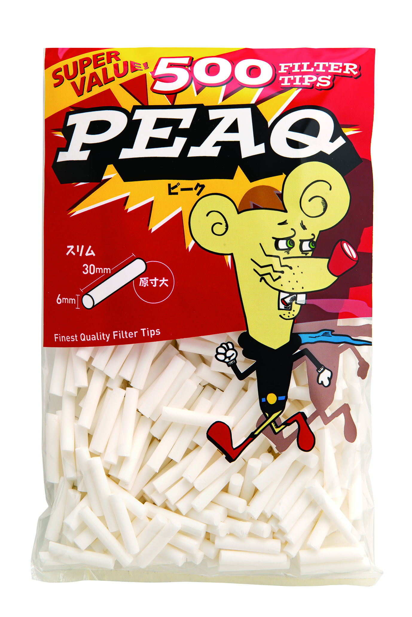 PEAQ老鼠滤嘴细支长支(6mm*30mm) · 手卷耗材/PEAQ・スリム 500支装